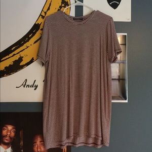 Brandy Melville Maroon Striped Shirt Dress